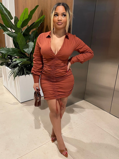 Elenza Asymmetric Ruched Bodycon Dress