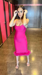 Persia Feather Trim Bandage Dress