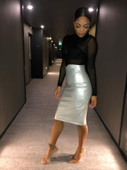 Curves honey vegan leather skirt