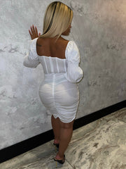 Tanaya Puff Sleeve White Corset Dress