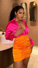 Danity Ruched Satin Dress