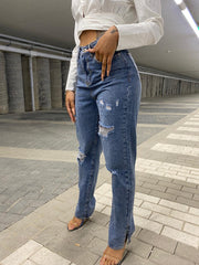 Gianna Ripped Straight Leg Split Jeans