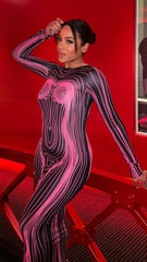Contrast Body Print Maxi Dress