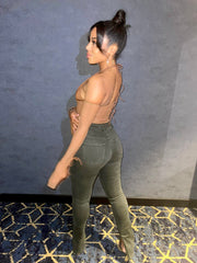Liyah Khaki Split Slim Jeans