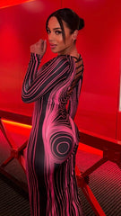 Contrast Body Print Maxi Dress