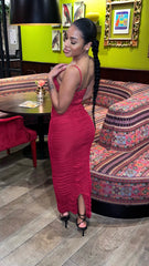 Ella Strappy Mesh Ruched Dress