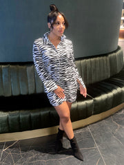 Mila Ruched Zebra Dress