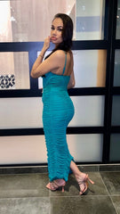 Ella Strappy Mesh Ruched Dress