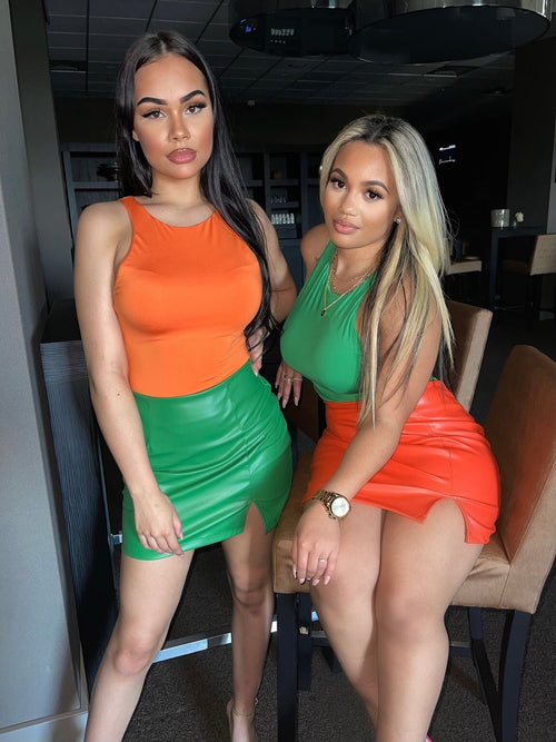 Shape Sleeveless Slinky Orange Bodysuit