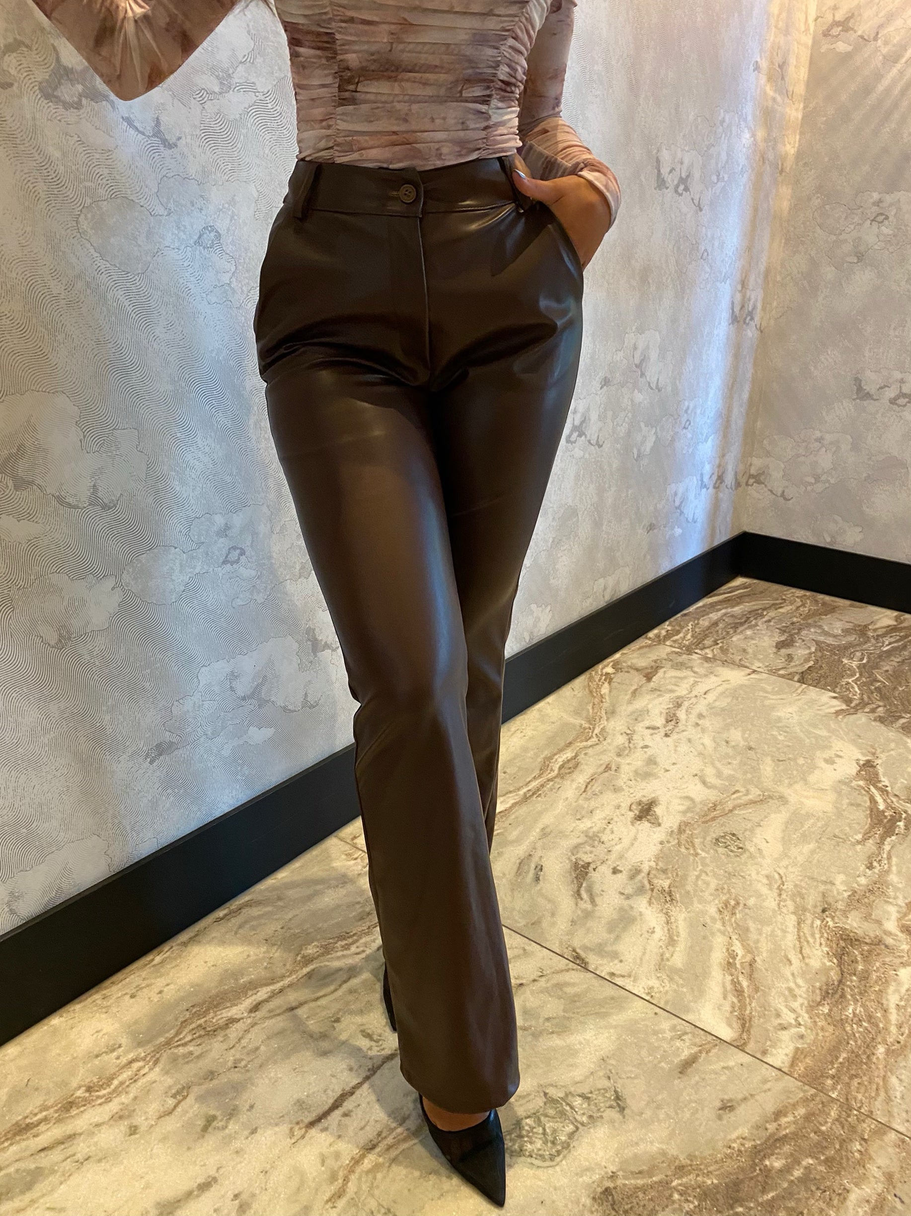 Maira Vegan Leather Wide Legs Pants