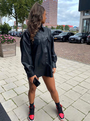 Sasha Vegan Leather Shirt Dress