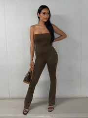 Strapless Flared Hem Jumpsuit