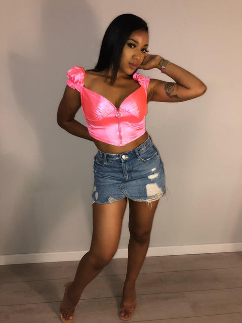 C’mon over satin top