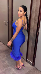 Persia Feather Trim Bandage Dress