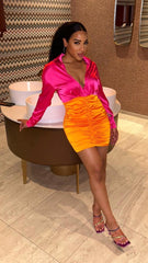Danity Ruched Satin Dress