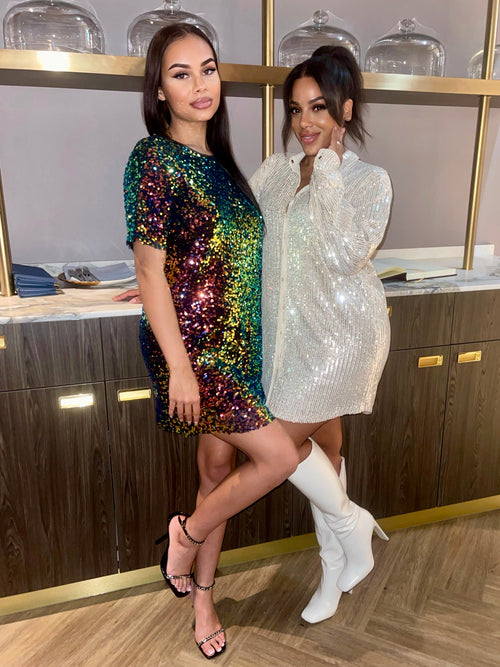 Boujee Dinner Sequin Shirt Dress