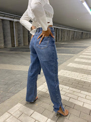 Gianna Ripped Straight Leg Split Jeans