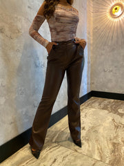 Maira Vegan Leather Wide Legs Pants