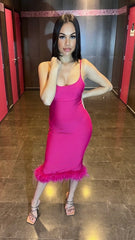 Persia Feather Trim Bandage Dress