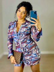 Anika Multi Print Abstract Mesh Dress